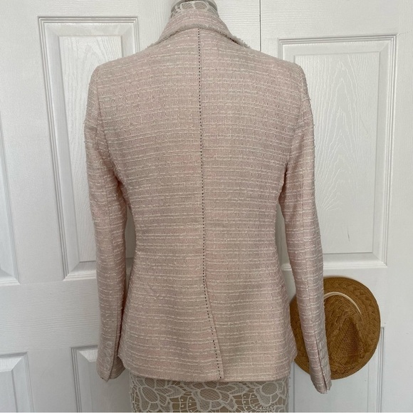 Walter Baker Boucle Blazer pink white metallic gold thread single-breast size L - Picture 3 of 16